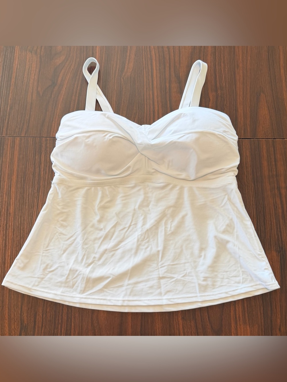 XXL/2X White Tankini Swim Top with Built-In Cups